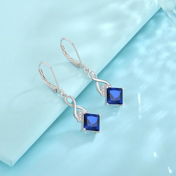 Infinity Dangle Drop Earrings 925 Sterling Silver Leverback Earrings NWT - Picture 4 of 7